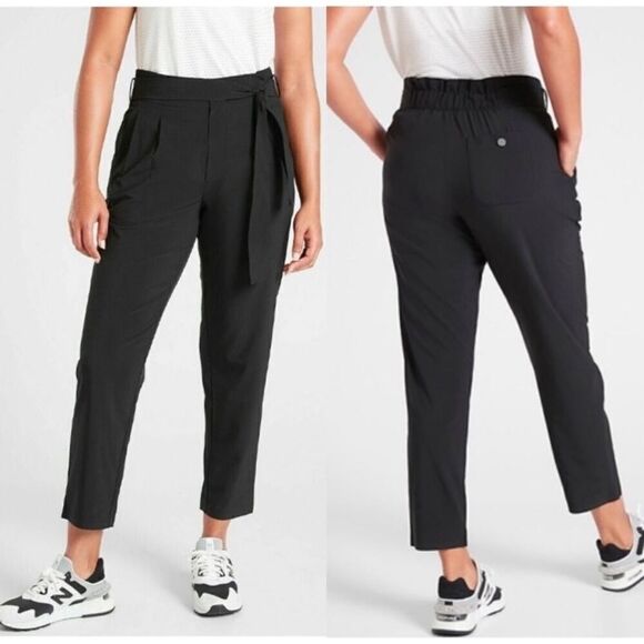 Athleta Skyline II Pants in Black Paperbag Style Size 8 - Picture 1 of 12